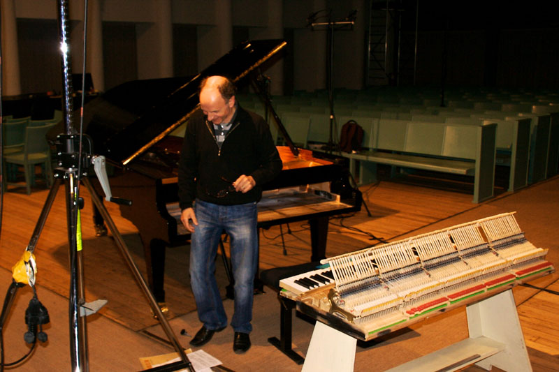 CD Production Olga Scheps / Sony 2009 at Christuskirche Berlin. Gerd is preparing the piano