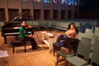CD Production Olga Scheps / Sony 2009 at Christuskirche Berlin. Having breakfast with Olga and piano technician Gerd Finkenstein