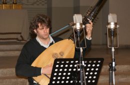 CD Production with Nils Mönkemeyer / Sony 2014 at Jesus Christus Kirche Berlin Dahlem. Theorbo player Andreas Arend